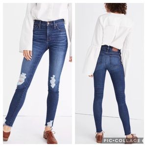 Madewell 9” High-Rise Skinny Denim Jeans 27 Distressed Dark Wash
